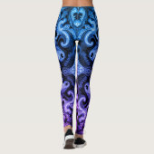 Ombre Blue Purple Ornamental Filigree Pattern Leggings (Rückseite)
