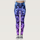 Ombre Blue Purple Ornamental Filigree Pattern Leggings (Vorderseite)