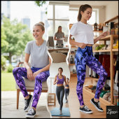 Ombre Blue Purple Ornamental Filigree Pattern Leggings