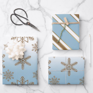 Ombre Blue Snowflake   Geschenkpapier Set