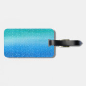 Ombre blue Sparkle Personalisiert Monogram Gepäckanhänger (Rückseite horizontal)