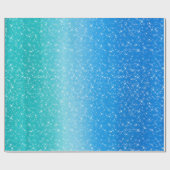 Ombre blue Sparkle Personalisiert Monogram Geschenkpapier (Flach)