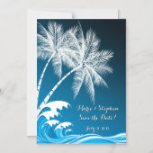 OMBRÉ BLUE TROPICAL PALMS Save the Date Magneteinladung (Vorderseite)