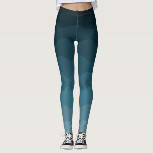 Ombre Blue Waves Muster Leggings