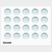 Ombre Blue Zickzack Wedding Monogram Sticker (Blatt)