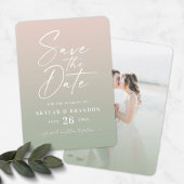 Ombre Blush & Green mit Script Foto Wedding Save The Date