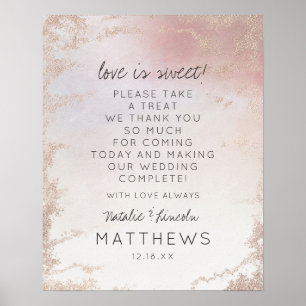 Ombre Blush Pink Folie Liebes Hochzeitsschild Poster