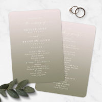 Ombre Blush Pink & Green Hochzeitsprogramm