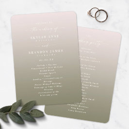 Ombre Blush Pink & Green Hochzeitsprogramm Programm