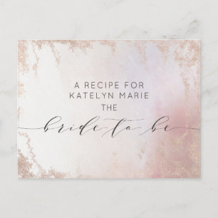 Ombre Blush Pink Mattiert Bridge to Be Recipe Card Ankündigungspostkarte