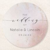 Ombre Blush Pink Mattiert Foil Aquarellfarbenmonog Runder Pappuntersetzer (Vorderseite)