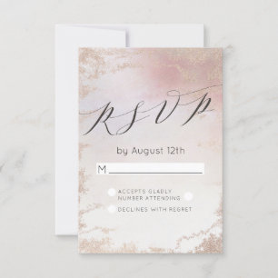 Ombre Blush Pink Mattiert Foil Wedding RSVP Antwor Karte
