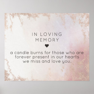 Ombre Blush Pink Mattiert in Love Memory Sign Poster