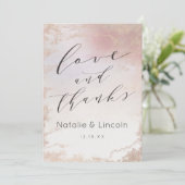 Ombre Blush Pink Mattierte Hochzeit Liebe und Dank Dankeskarte (Stehend Vorderseite)