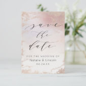 Ombre Blush Pink Mattierte Rose Gold Wedding Save The Date (Stehend Vorderseite)