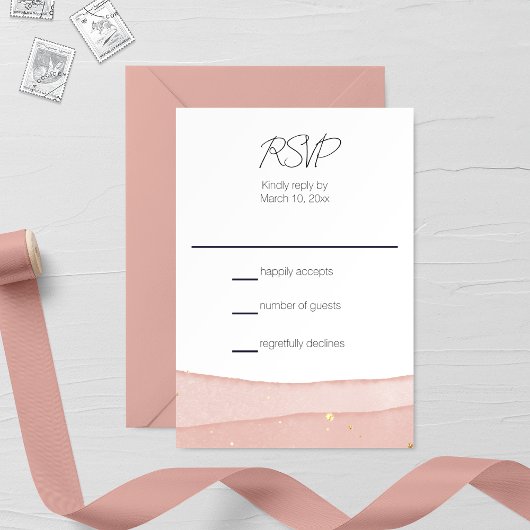 Ombre Blush Pink Wedding RSVP Karte
