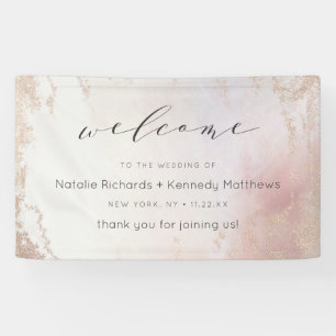 Ombre Blush Rosa Frostierte Folie Hochzeit Willkom Banner