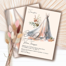 Ombre Boho Wedding Dress blumengeschmücktes Brautp Einladung