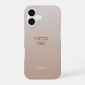 Ombre Brown Personalize Quote & Name iPhone Fall 16 Hülle (Rückseite)