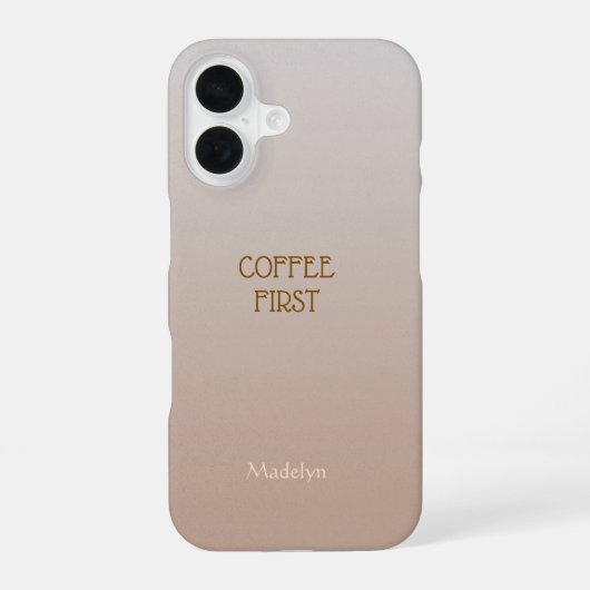 Ombre Brown Personalize Quote & Name iPhone Fall 16 Hülle (Rückseite)