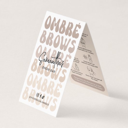 Ombré Brows Aftercare Instructions Retro Beige Visitenkarten (Vorderseite)