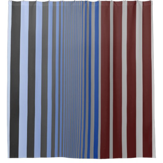 Ombre Burgundy und Blue Vertical Stripes Duschvorhang (Vorderseite)