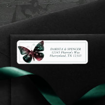Ombre Butterfly | Jewel Tone Green Red Address