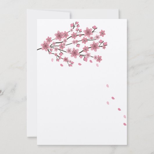 Ombre Cherry Blossom Tree Pink Branch Baby Dusche Einladung (Rückseite)