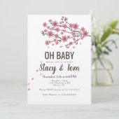 Ombre Cherry Blossom Tree Pink Branch Baby Dusche Einladung (Stehend Vorderseite)