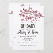 Ombre Cherry Blossom Tree Pink Branch Baby Dusche Einladung (Vorne/Hinten)