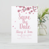 Ombre Cherry Blossom Tree Pink Save the Date Einladung (Stehend Vorderseite)