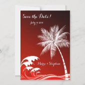 OMBRÉ CRIMSON TROPICAL PALMS Save the Date Magneteinladung (Vorderseite)
