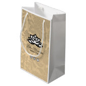 Ombre Damask individualisierbare Einkaufstasche Kleine Geschenktüte (Rückseite Schrägansicht)