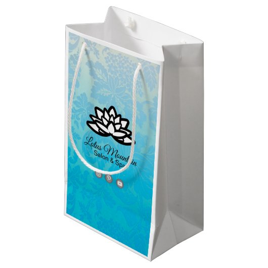 Ombre Damask individualisierbare Einkaufstasche Kleine Geschenktüte (Vorderseite Schrägansicht)