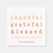 Ombre Dankful Grateful gesegneter Erntedank Serviette (Vorderseite)
