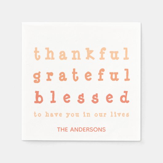 Ombre Dankful Grateful gesegneter Erntedank Serviette (Vorderseite)