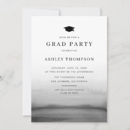 Ombre Dark Gray Modern Graduation Party Einladung