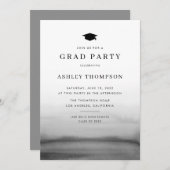 Ombre Dark Gray Modern Graduation Party Einladung (Vorne/Hinten)