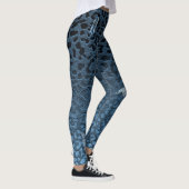 Ombre Denim Jean Blue Digital Ripped Leopard Print Leggings (Rechts)