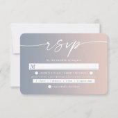 Ombre Dusty Blue & Blush Pink Wedding Meal Choice RSVP Karte (Vorderseite)
