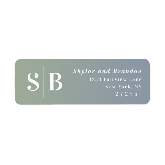 Ombre Dusty Blue & Green Wedding Rücksendeadresse (Vorne)