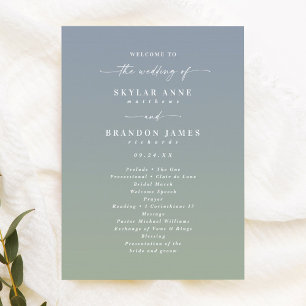 Ombre Dusty Blue & Green Wedding Zeremony Program Programm