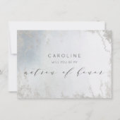Ombre Dusty Blue Matron of Honor Vorschlag Card (Vorderseite)