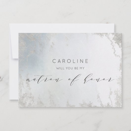Ombre Dusty Blue Matron of Honor Vorschlag Card (Vorderseite)