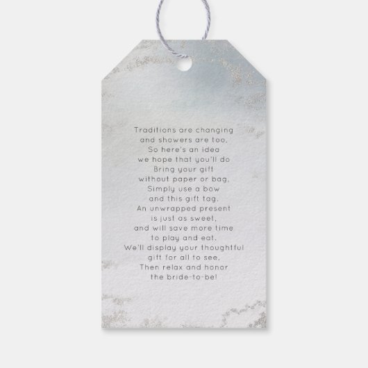 Ombre Dusty Blue Mattiert Bridal Display Dusche Geschenkanhänger (Rückseite)