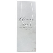 Ombre Dusty Blue Mattiert Cheers Wedding Geschenktüte Für Weinflaschen (Vorderseite)