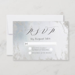 Ombre Dusty Blue Mattiert Silver Foil Chic Wedding RSVP Karte