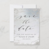 Ombre Dusty Blue Mattiert Silver Foil Chic Wedding Save The Date (Vorderseite)