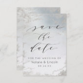 Ombre Dusty Blue Mattiert Silver Foil Chic Wedding Save The Date (Vorne/Hinten)