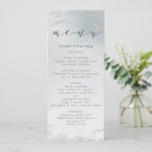 Ombre Dusty Blue Mattiert Silver Foil Luxe Dinner Menükarte (Stehend Vorderseite)